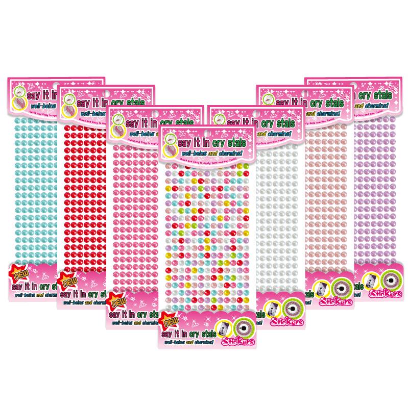 Medium Faux Pearl 4-6mm Colorful Rhinestone Gem Stickers for DIY Crafts