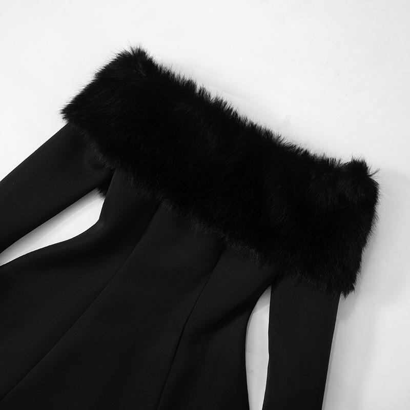Zimné čierne bez ramienok nadýchané sexy šaty pre dámske róby elegantné večerné párty šaty bodycon mini jesenné šaty párty klub