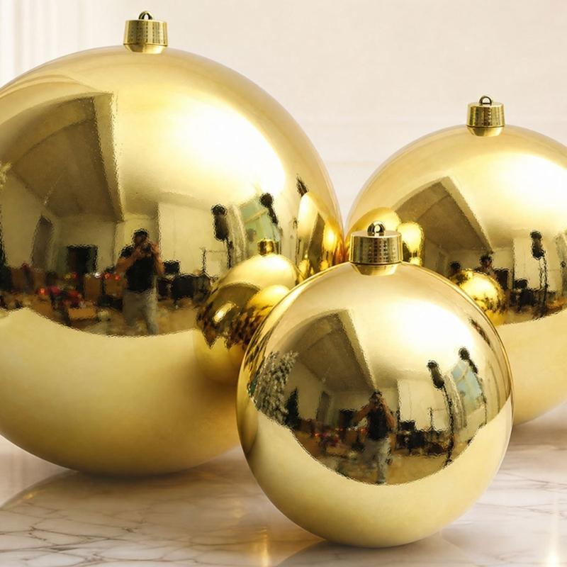 Large Gloss Golden Christmas Ball Ornament Shatterproof Plastic Decorative Baubles For Christmas Tree Wreath Home Decoration