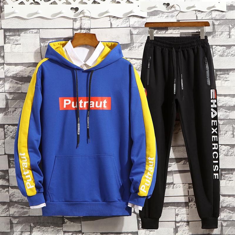 Buy Hoodie Spring and Autumn Men's Clothing 2pcs Set Trendy Long Sleeve ...