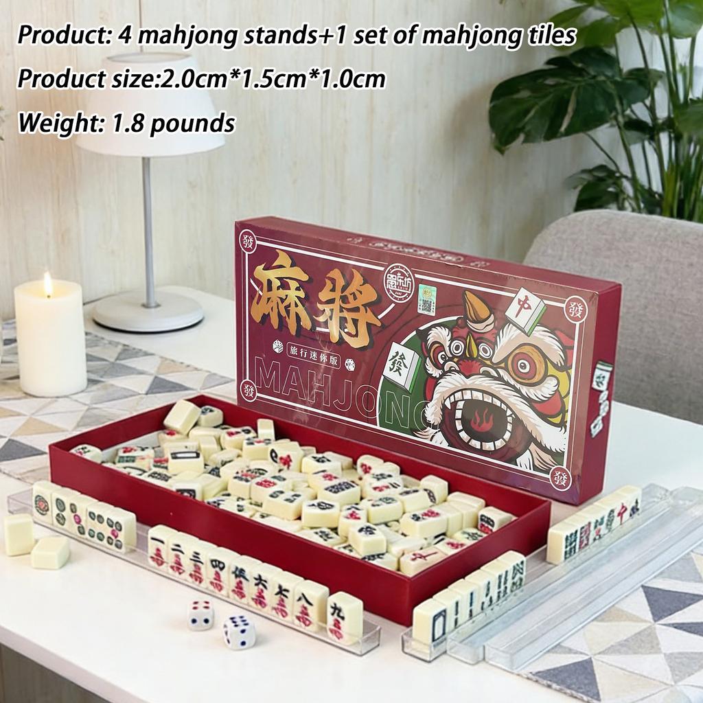 Portable Mahjong, Table Games Portable Travel Set 144 Chinese Mahjong Traditional Chinese Dominoes Home Table Games