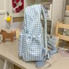 Plaid Student Schoolbag Cartoon Puppy Backpack
