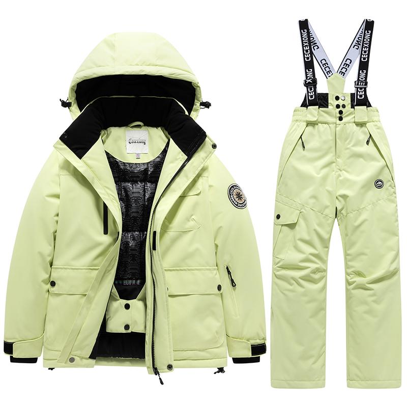 Winter Ski Kinder Mantel und Hose 2-teiliges Set Warm Wasserdicht Jungen Mädchen Outdoor Skifahren Snowboarden Kinder