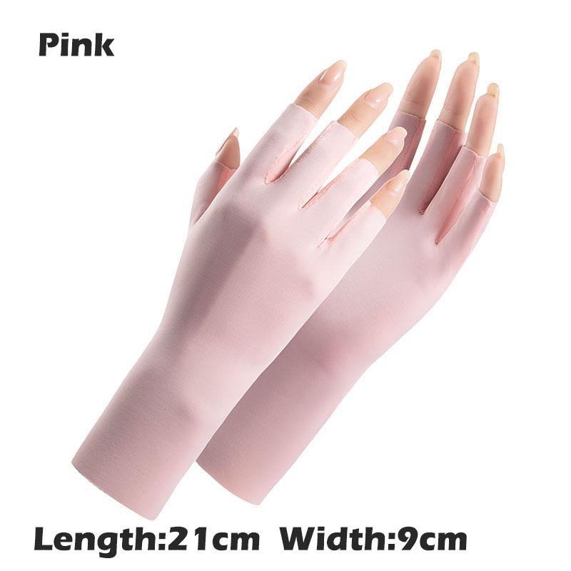 1 par de luvas femininas, luvas sem dedos, proteção solar, luvas de direção ao ar livre, luvas respiráveis de verão