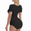Damen Kurzarm Body Shapewear zur Bauchkontrolle Nahtlose T-Shirts Taillentrainer Schlankmachender Body Shaper Tanktops