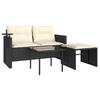 3 Piece Garden Sofa Set with Cushions Black Poly Rattan