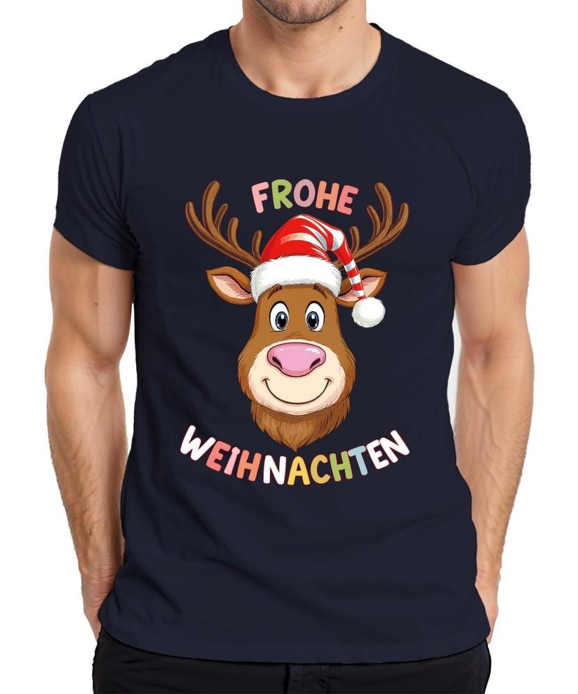 Merry Christmas Reindeer Santa Hat Funny Kids Gift Unisexs Tshirt S