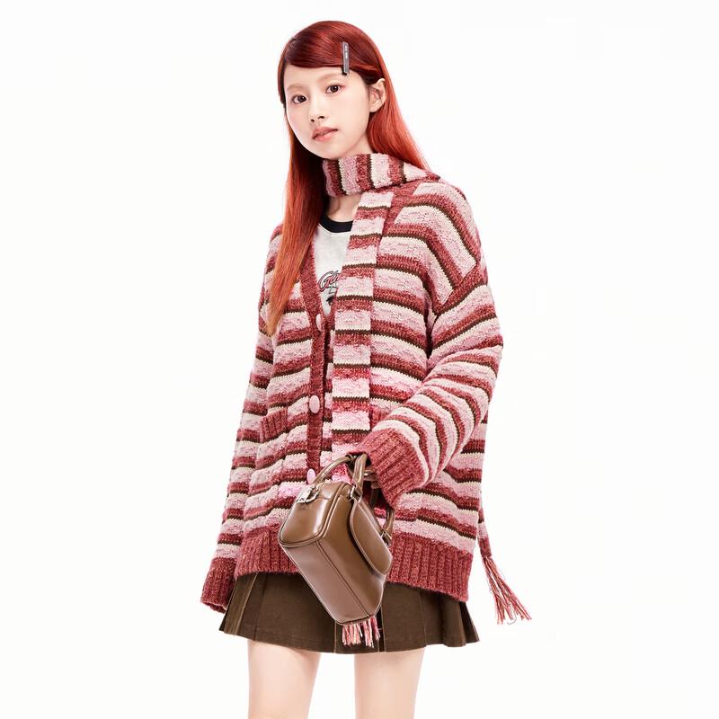 Ledin Women's Striped V-Neck Knit Cardigan