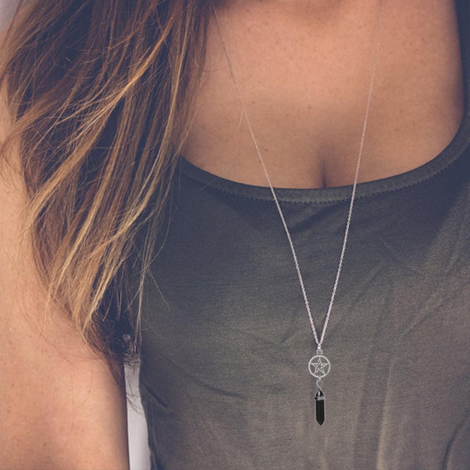 

Многослойное ожерелье, шестиугольная пуля, готический натуральный камень, луна, сверхъестественное колье с пентаграммой, кулон, женские подарки