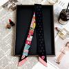 Heavy twill silk scarf, small fragrance style, long strip, thin tie bag, ribbon decorative streamer, neck band, hair band double C