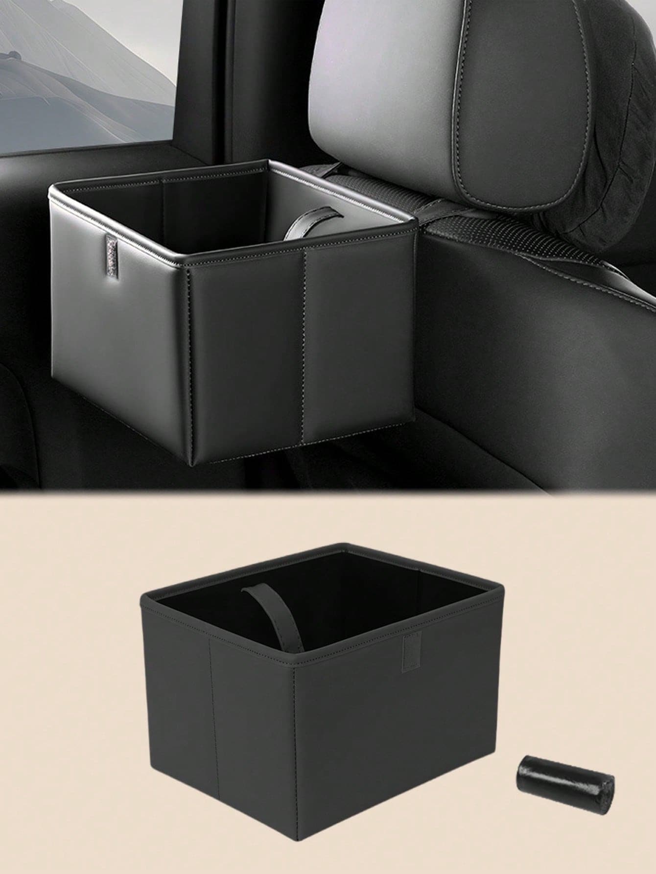 

Foldable Car Trash Can & Storage Box - Dual-Use Hanging Organizer for Backseat, Fits Headrest Rod, Seat Back, Door Panel чёрный