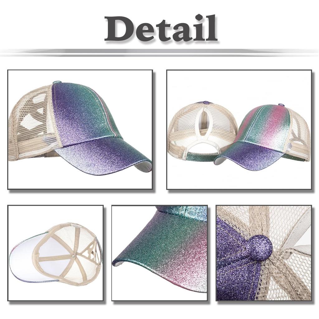 Glitter Mesh Cap Double CZ978 [White Fang] Hat, Sparkly, Stylish, Cross, Women's, (Single Back)