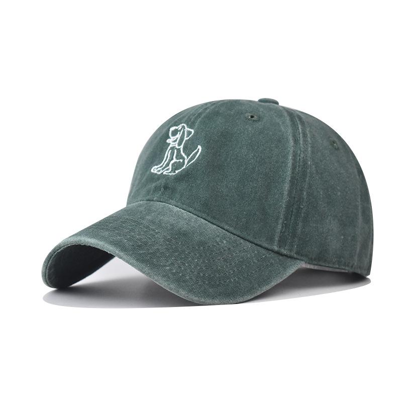 2025 Trendy Washed Denim Baseball Cap For Men & Women- Soft Unisex Embroidery Puppy Design, Spring Summer Fashion Accessory
