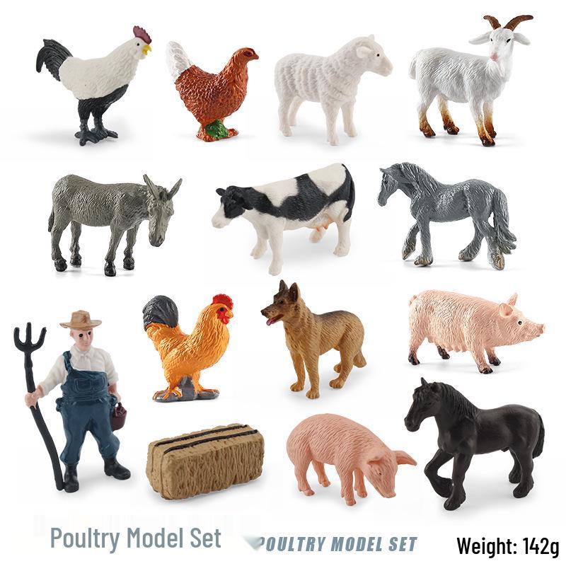 Cross-border Farm Animal Models: Children's Cognitive Toys - Chicken, Duck, Goose, Cow, Sheep, Pig, Horse, Donkey, Cat & Dog