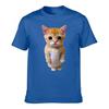 Unisexs Cotton Tshirt Adorable Standing Orange Kitten Print Casual Crew Neck Short Sleeve Tee For Daily Wear