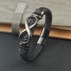Charm Special Infinity Single-layer Leather Men's Bracelet Stainless Steel Number Eight Bangles Charm Jewelry for Friend Husband