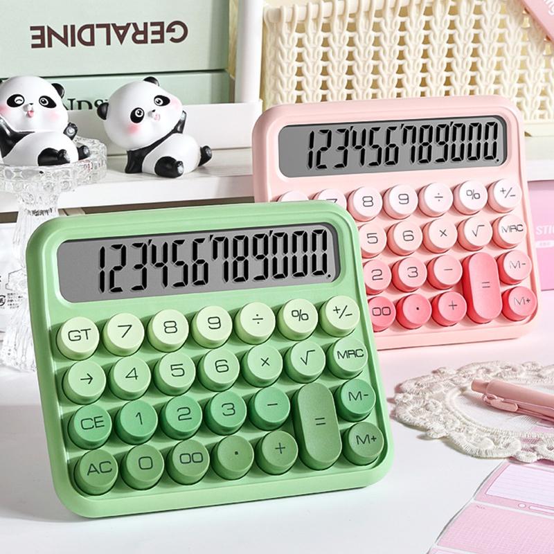 Mekanik Tuşlar Retro Daktilo Hesap Makinesi Kırtasiye Büyük Ekran Vintage Gradyan Renkli Hesap Makinesi Kullanımı Kolay Taşınabilir