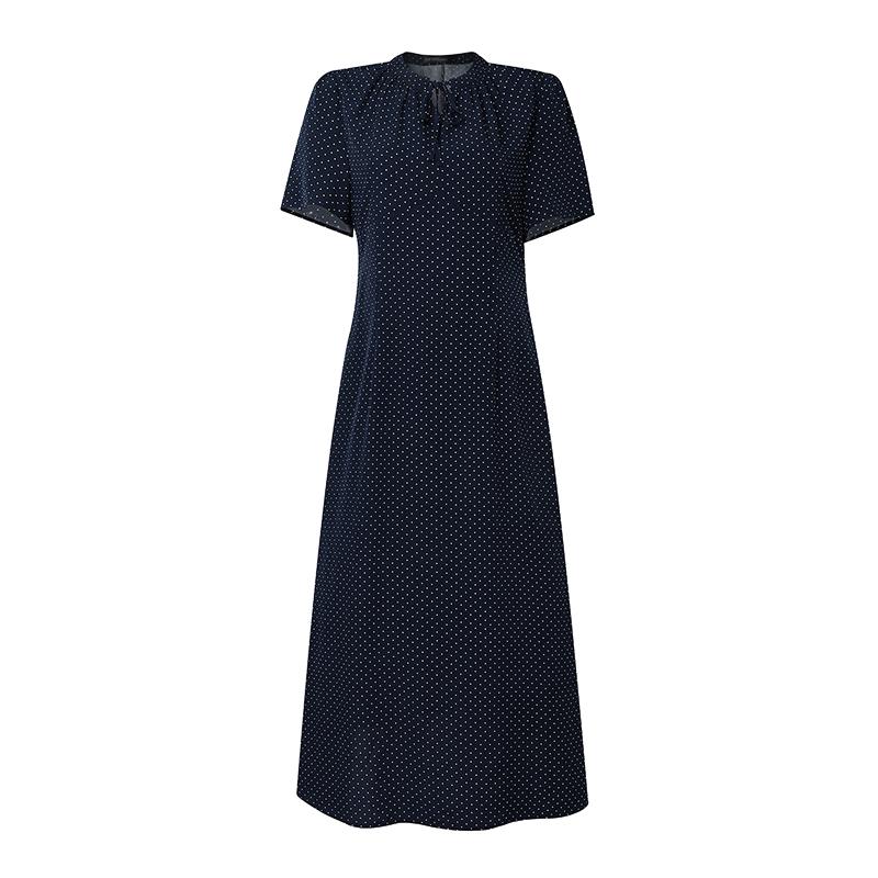 

ZANZEA Women Round Neck Short Sleeve Casual Polka Dot Print Dress 3XL