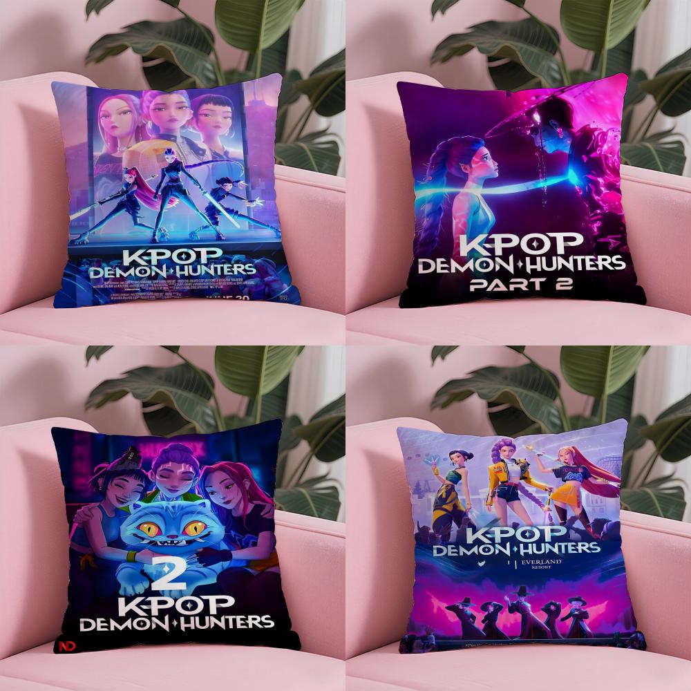 K-Pop Demon Hunters Pillow Case Soft Plush Fabric Double-Sided Printed Cushion Cover Warm Winter Sofa Pillow Case For Home