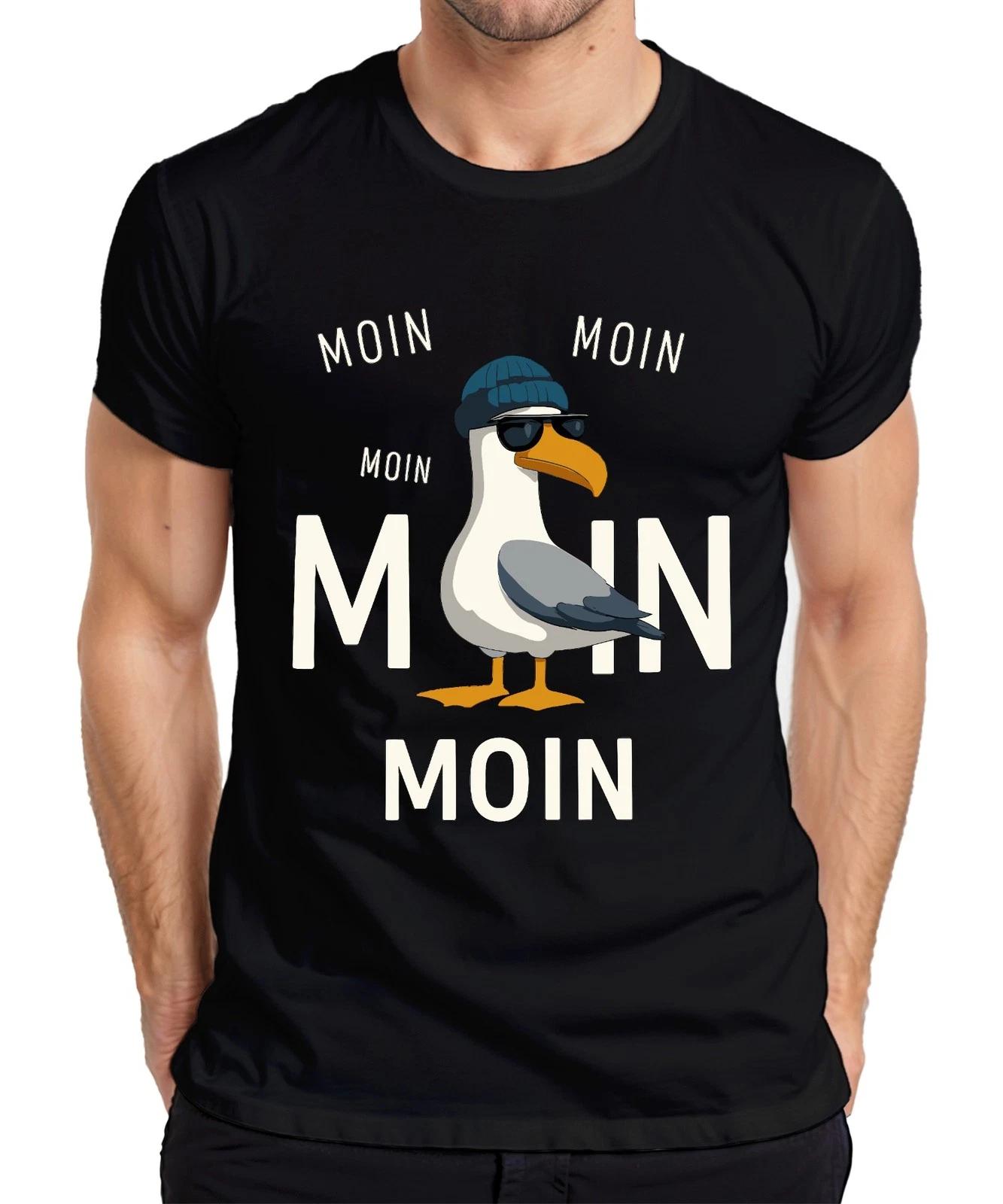 Moin Seagull North Sea Coast Maritime Island Holiday Seafarer Cool Casual Mens T-Shirt- S