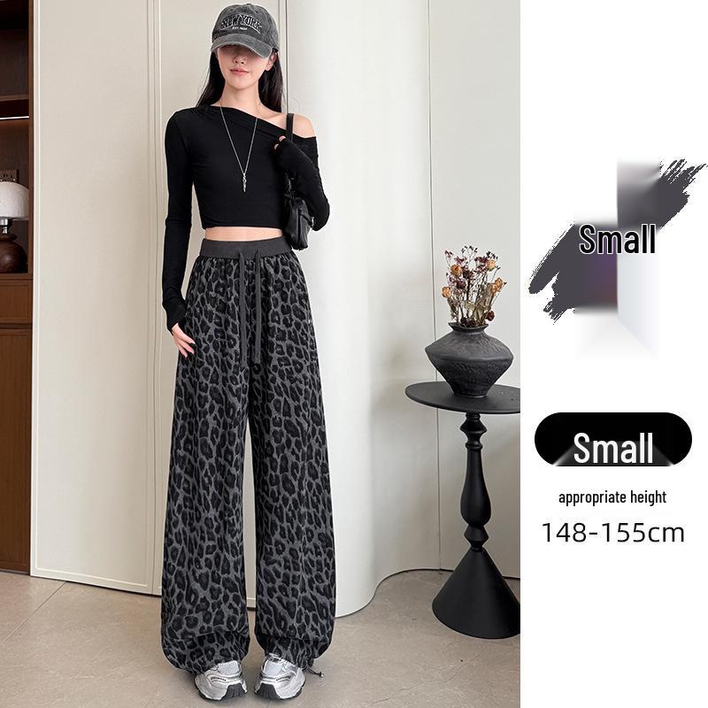 2026 Neuer Stil Damen Leopardenmuster Weite Beine Hoher Bund Lässige Hose
