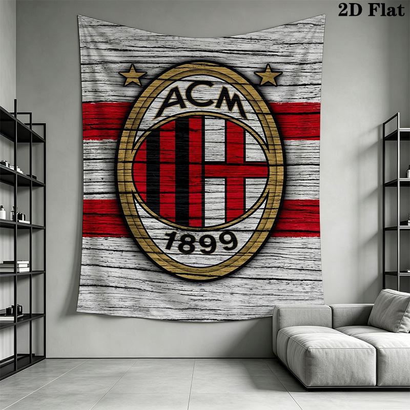 Ac Milan Crest Wallpaper Threepiece Set 1 Duvet Cover 2 Pillowcase Without Core Christmas Birthday Gift Soft And Comfortable