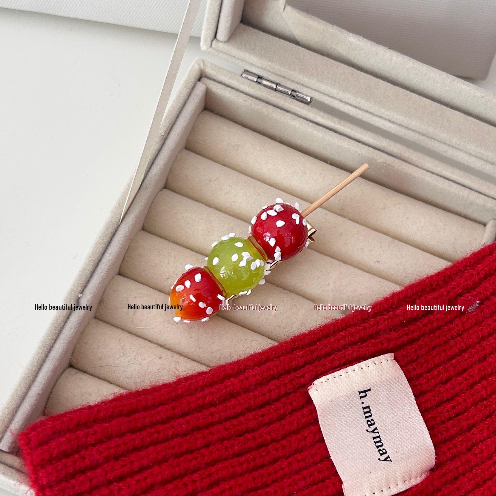 

Очаровательная заколка для волос Танхулу: Веселый осенне-зимний красный боковой аксессуар для женщин и студенток Simulation Tanghulu Hair Clip