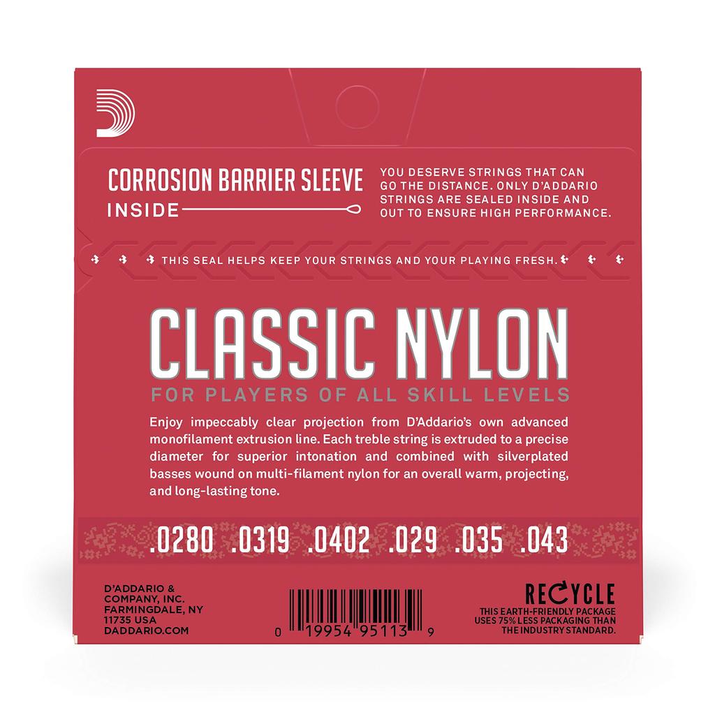 Classics Silver Nylon Student Normal EJ27N Guitar Strings D'Addario Wound/Clear