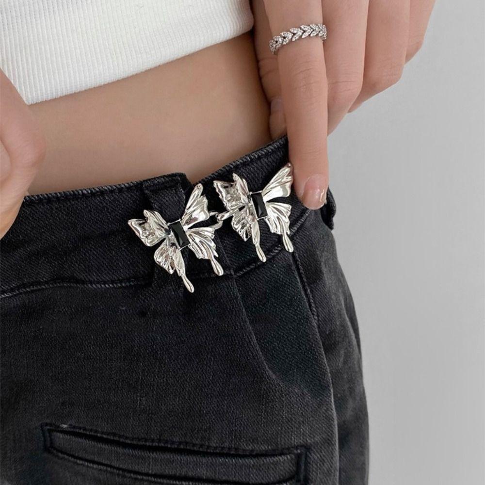 Bundknöpfe für Jeans für lockere Jeans Y2K Schmetterlingshosen Knopfstraffer Damen