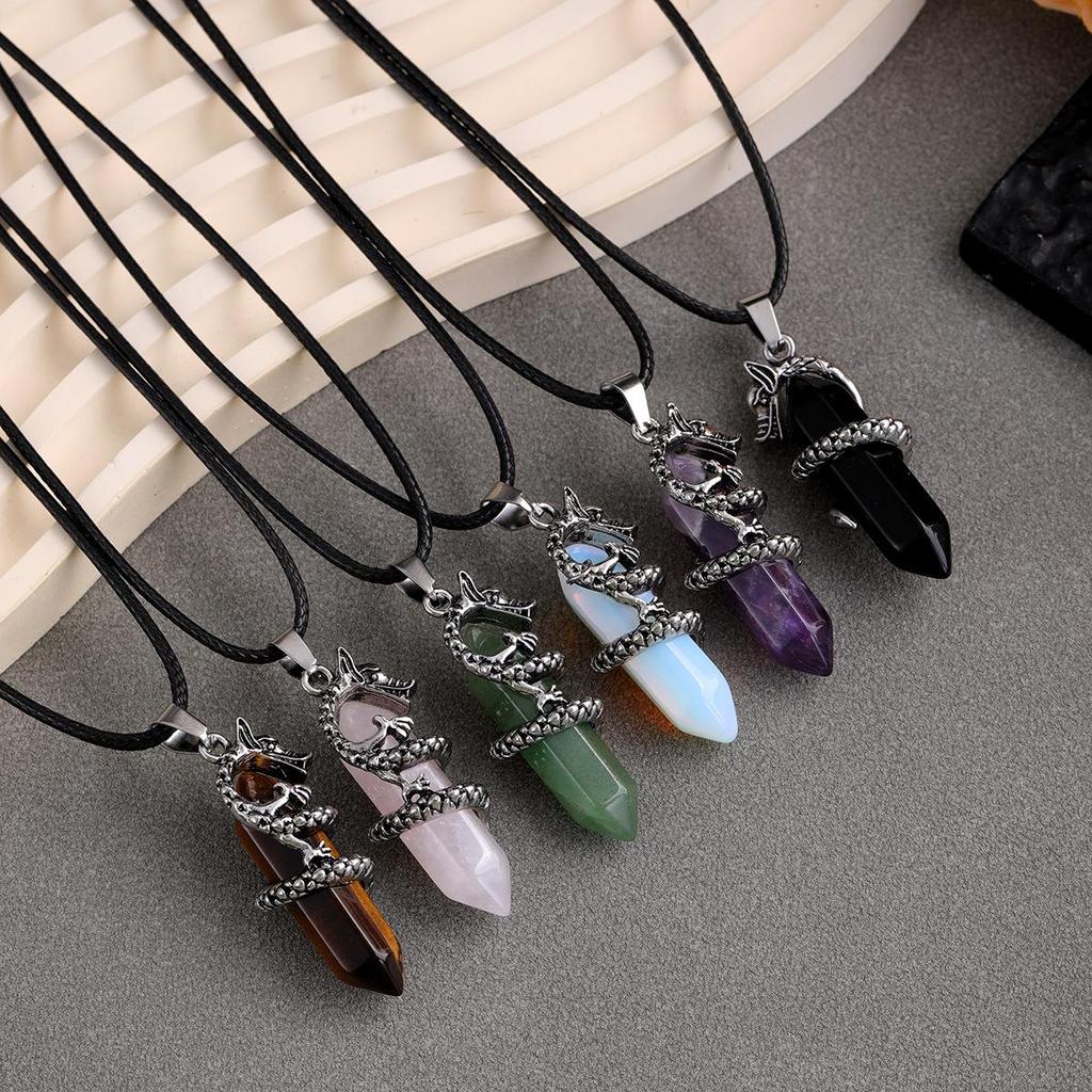 Chinese Crystal Dragon Hexagonal Pendant Fashion Accessory