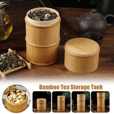 Boîte à thé faite à la main Boîte de rangement en bambou Boîte à thé Couvercle hermétique Bocaux de rangement de cuisine Boîte de rangement portable pour thé, café, grains, épices, étui organisateur