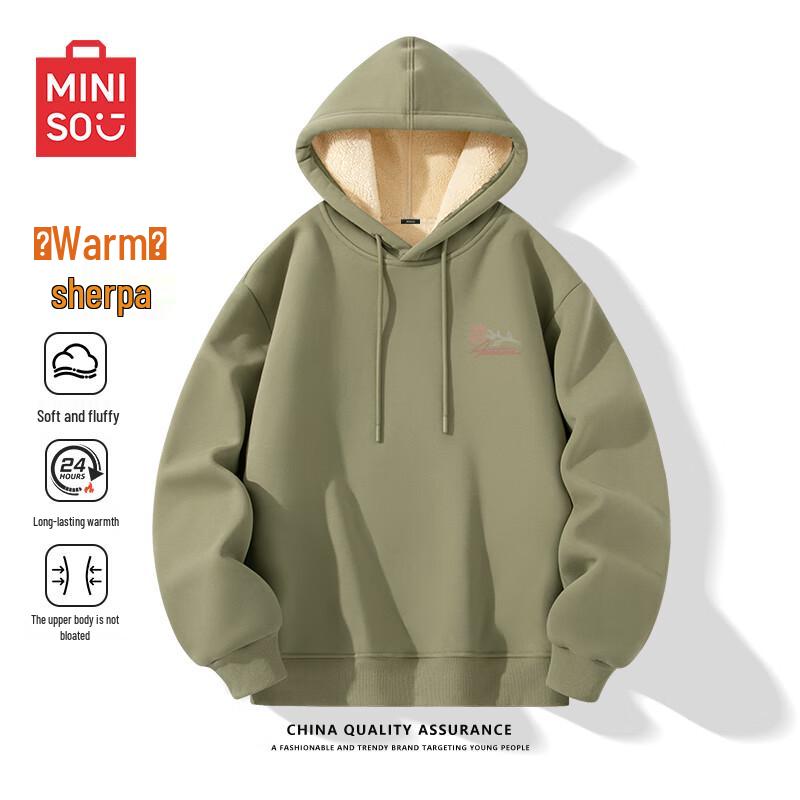 MINISO Men's Heavyweight Hooded Pullover Sweatshirt