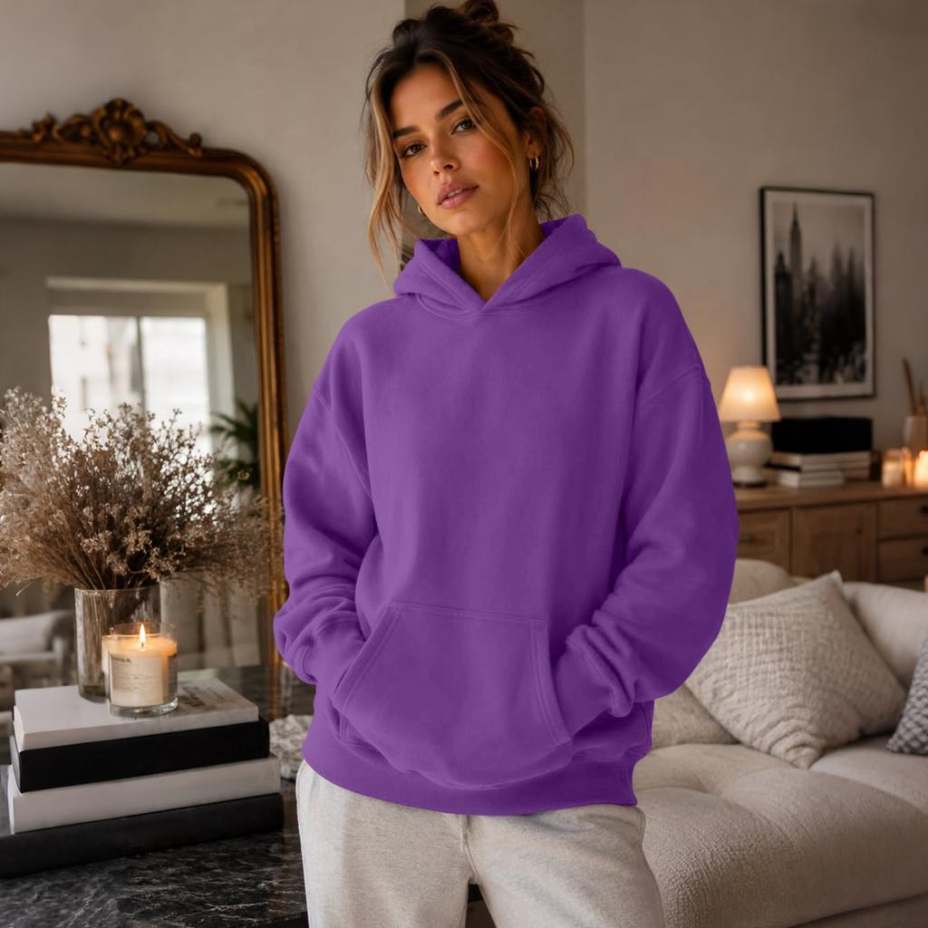 Damen Kapuzenpullover mit Taschen Langarm für Herbst und Winter