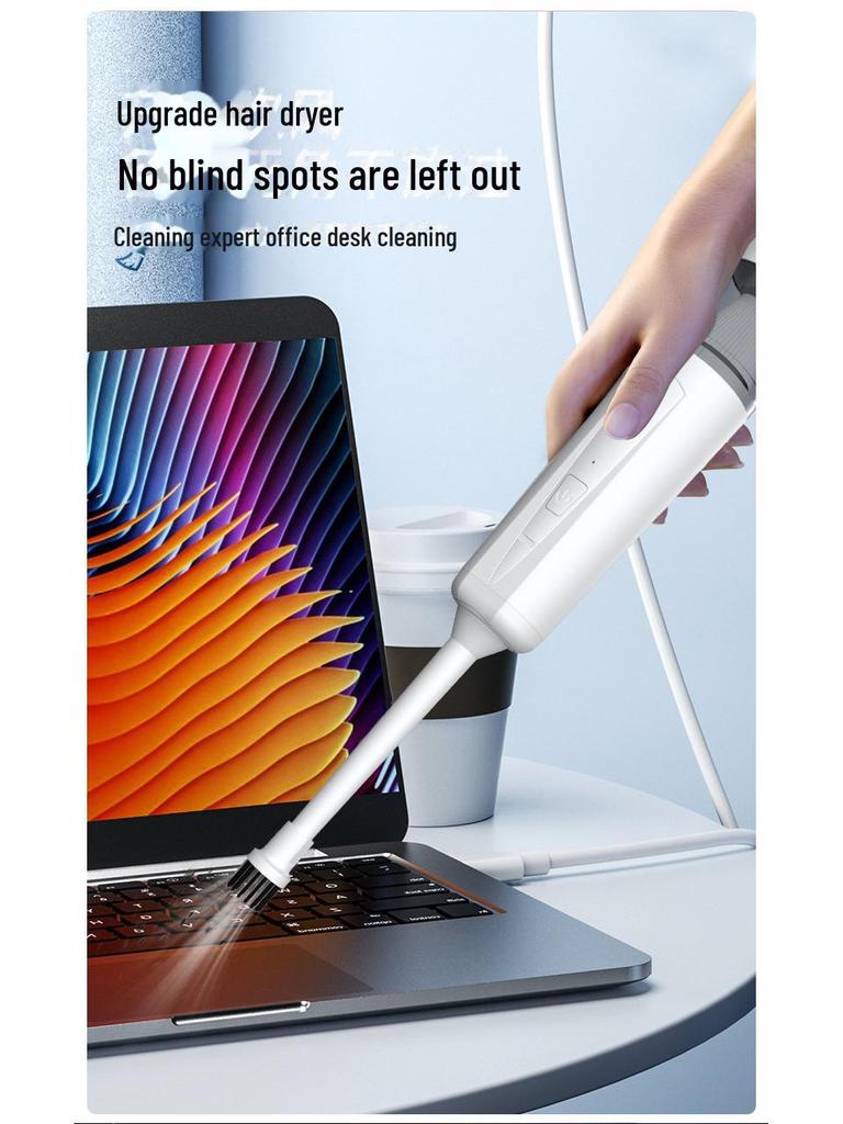 High-Power Car-Mounted Vacuum Cleaner & Desktop Hair Dryer with Extended Battery Life, Handheld for Efficient Dust Removal.