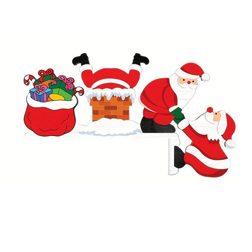 Wooden Christmas Door Frame Decoration Snowman Elk Santa Claus Gingerbread Man Merry Christmas Decor Festival Atmosphere