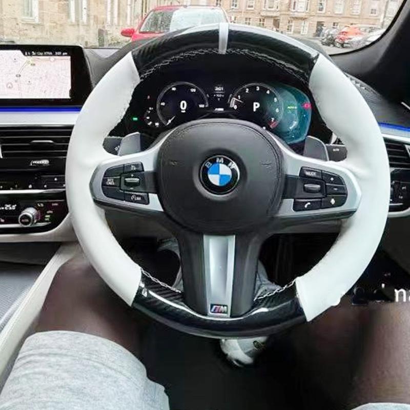 Hand Stitched Non-slip Car Steering Wheel Cover  for BMW M Sport G30 G02 X5 F40 F41 g82 M4 DIY Soft Suede Car Interior
