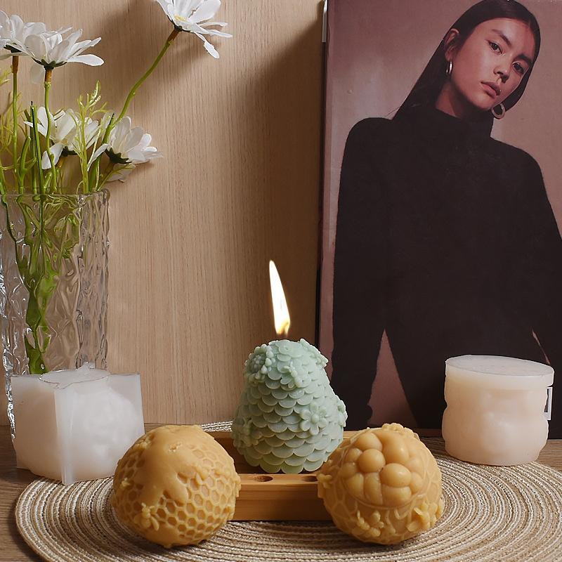 DIY Beehive Silicone Candle Molds 3D Honeycomb Aroma Plaster Soap Cake Baking Mold Plaster Resin Baking Mould Home Art Decor