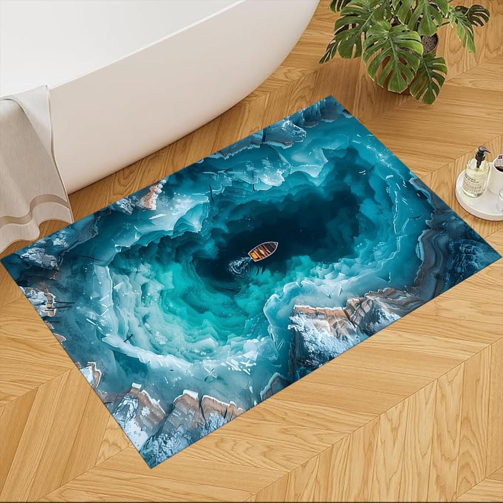 Crystal Clear Lake Boat Non-Slip Home Carpet Design for Office Decor Living Room Gift