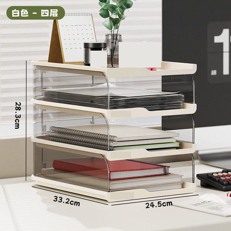 

1pcs Desktop file storage rack, transparent multi-layer shelf, bookshelf, office desk, data rack, dopamine storage box