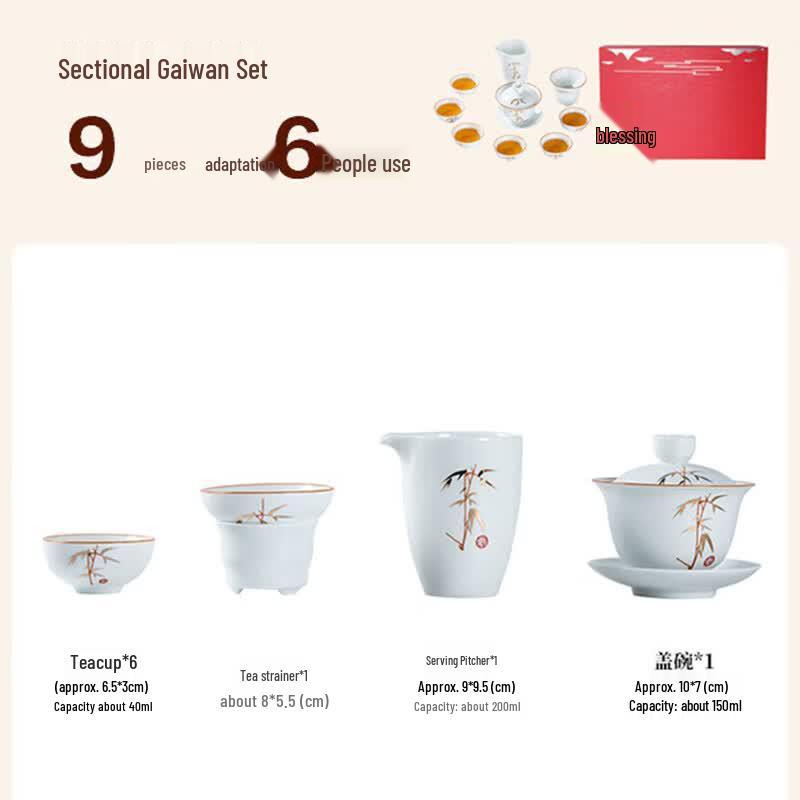 Elegant Gold Inlaid Jade White Porcelain Kung Fu Tea Set