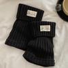 Einfarbige Beinstulpen mit Bündchen für Millennial-Mädchen, Coole gestrickte Plüschsocken-Abdeckungen, Stoffetikett Kurze Socken-Abdeckungen