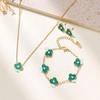 Stainless Steel Four Leaf Clover Necklace Set With Earrings Bracelet Hypoallergenic Titanium Jewelry Women