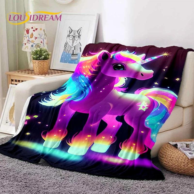 3D Cute Dream Unicorn Cartoon Girl Soft Flannel Blanket for Beds Bedroom Sofa Picnic,Throw Blanket for Outdoor Leisure Nap Gift