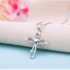 925 Silver Plated Cross Pendant Necklace for Women Angel Wing Cross Chain Collarbone Jewelry