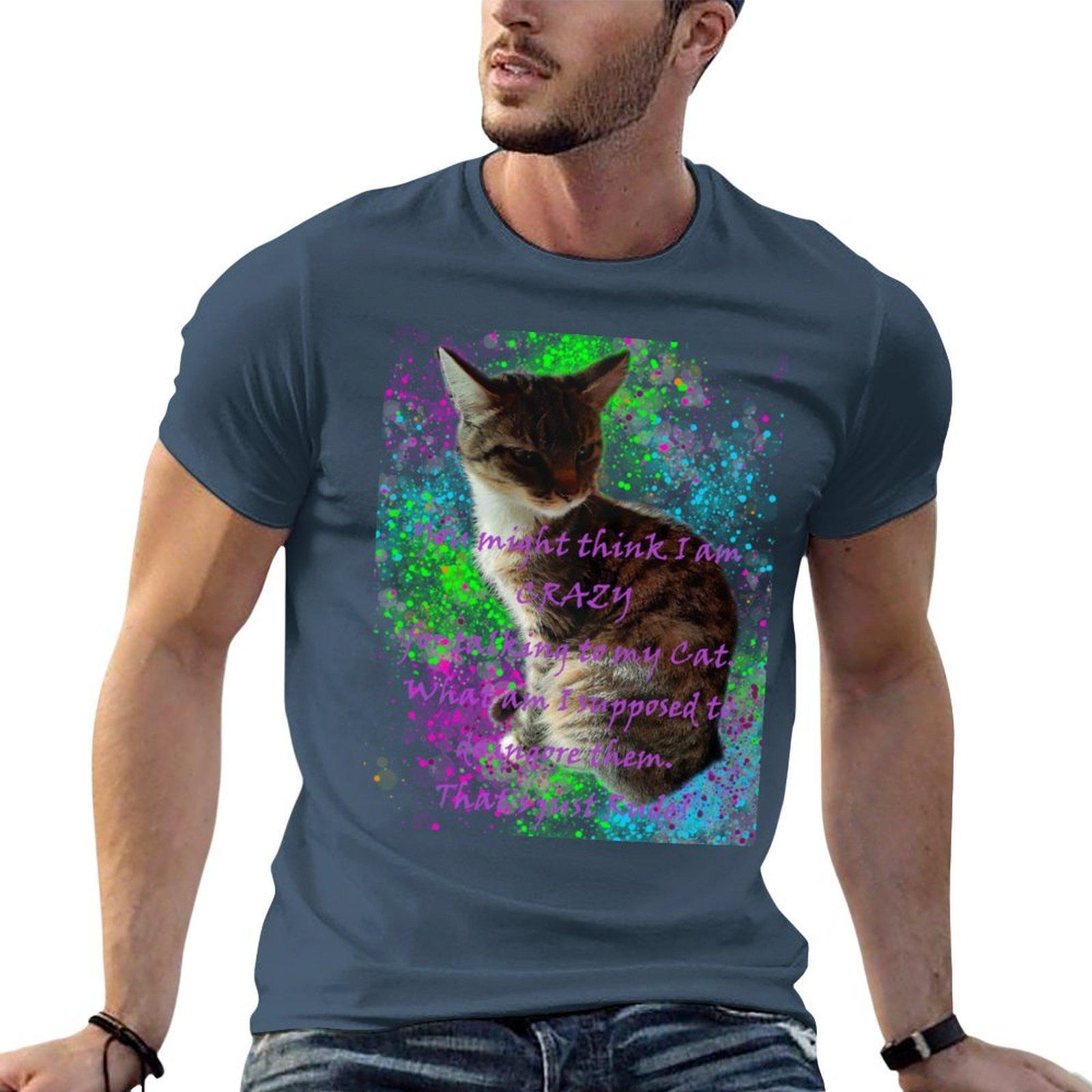 I talk to my cat TShirt t shirts cotton 100 essential t shirt TShirt S