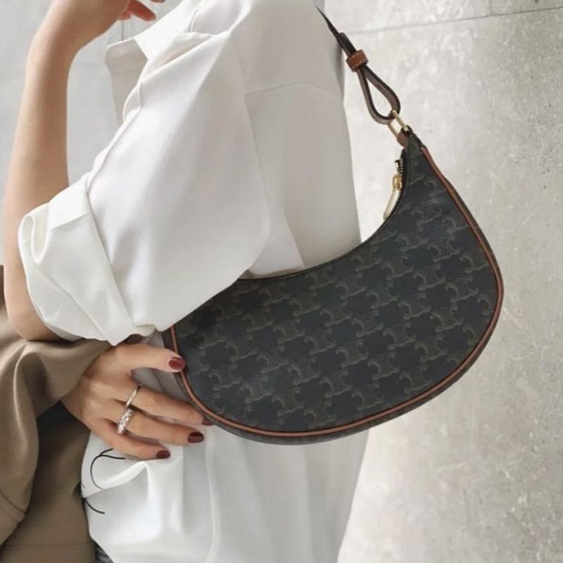 Celine Ava Classic Monogram Canvas Adjustable Shoulder Strap Leather Tote Bag Small Women Handbags Brown 193952BZJ-04LU