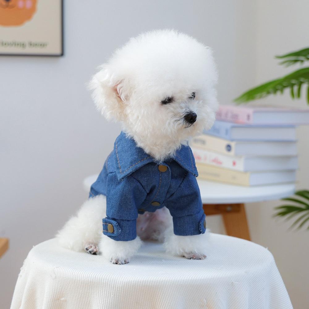 Blue Dog Denim Clothes Cute Dog Hoodie Creative Pet Costumes  Pet Supplies