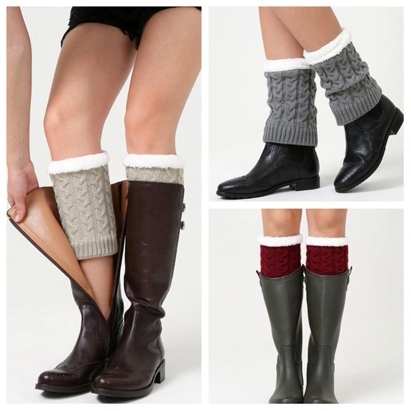 Winter Warm Crochet Knitted Boot Cuffs Toppers Socks Short Leg Warmers Cable Knit Ankle Heap Socks Womens Boot Socks
