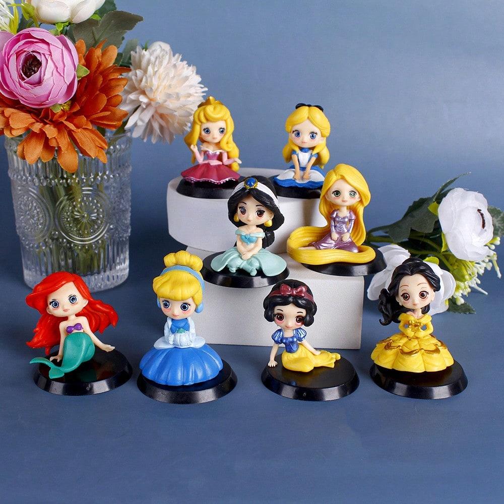 

8Pcs/Lot Mini-Princess Snow White Rapunzel The Mermaid Figure Pvc Statue Toys Collection Model Home Decoration Girl Kids Gift (As shown-24649)-