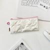 Classic Bowknot Pu Pencil Case With Zipper Closure For Students And Girls